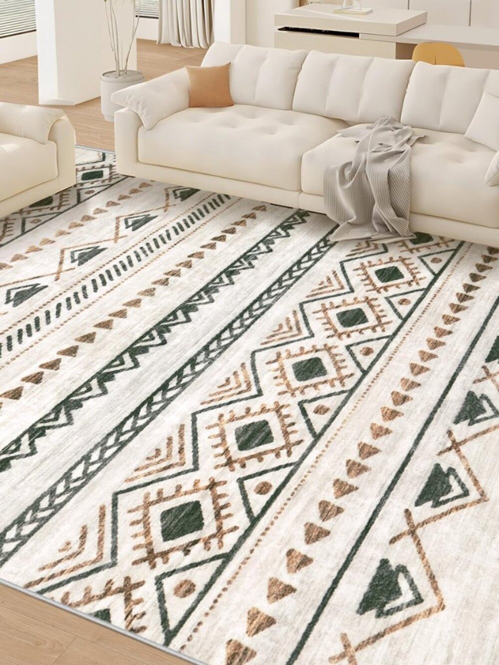 Area Rug Living Room Rugs 8x10 - Large Soft Boho Geometric Rug, Non-Slip - Picture 4 of 8